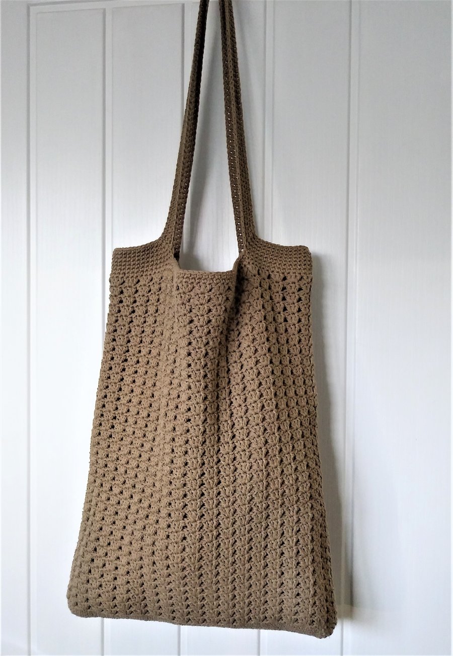 Crochet tote bag, handmade bag, biscuit