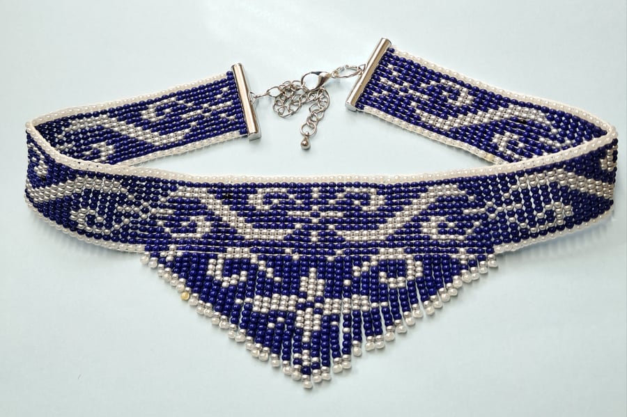 Beaded Choker necklace with beadwork