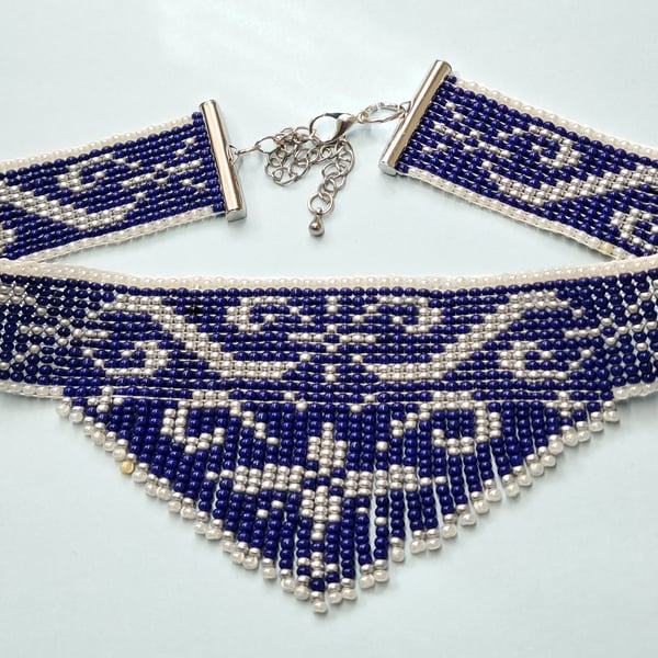Beaded Choker necklace with beadwork