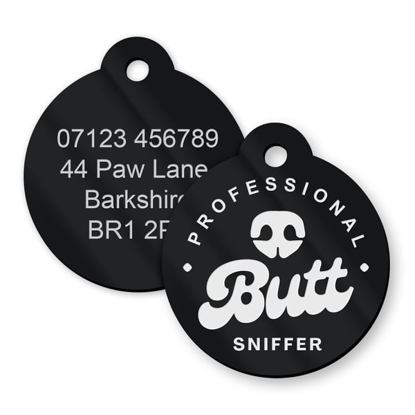 Professional Butt Sniffer - Personalised Dog ID Collar Tag: Funny Custom Pet Tag