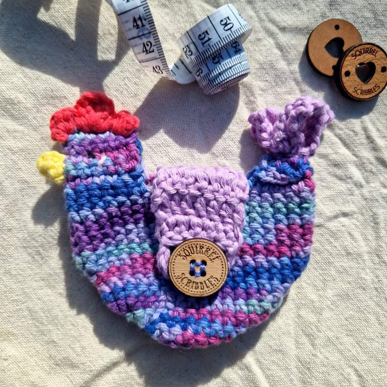 Purple chicken pouch cotton coin purse, Birthday gift, Christmas gift