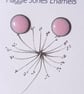 Round stud earrings - 9mm - Enamelled with sterling silver post - PALE PINK