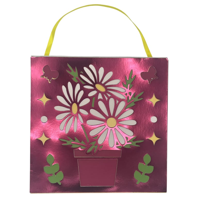 Pink Daisy Flower Pot Wall Hanging