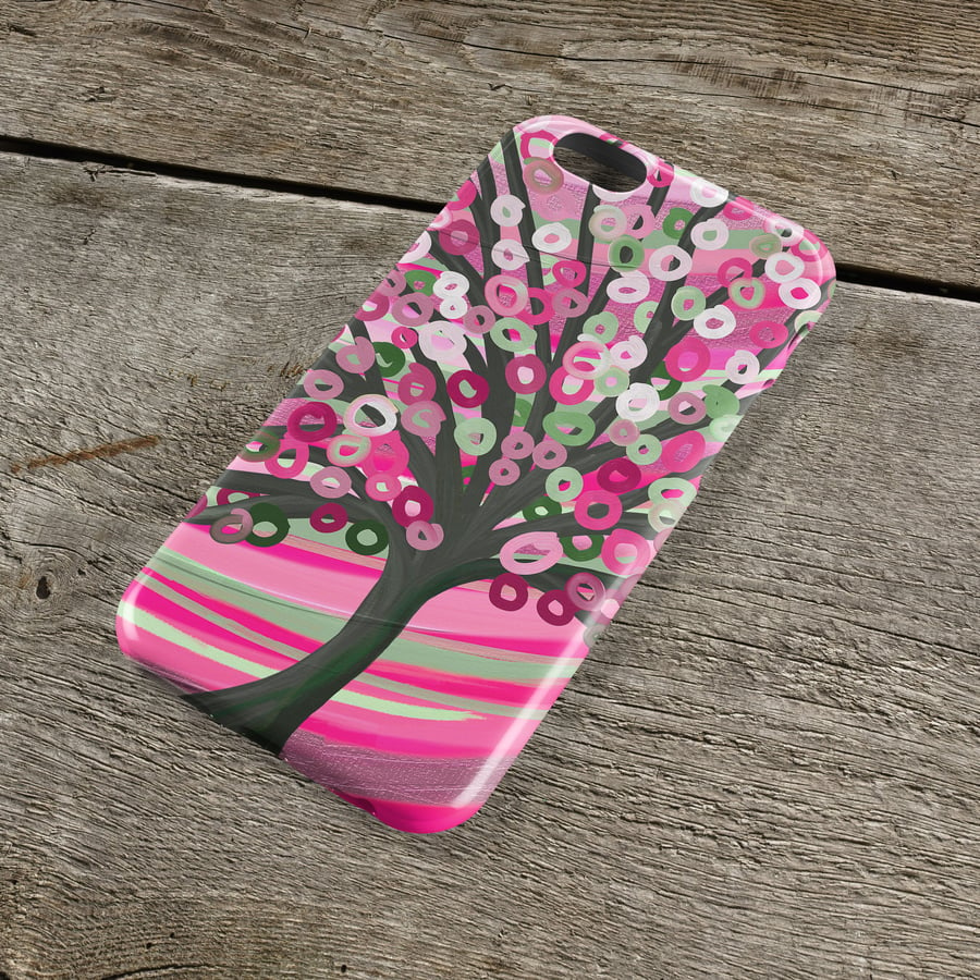 Pink & Sage Green Abstract Tree Pretty iPhone Case - Whimsical Louise Mead Tree 