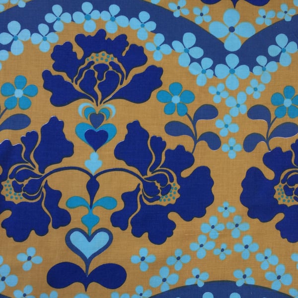 Retro 60s 70s Art Nouveau SALANGOR Textra Blue Vintage Fabric Lampshade option 