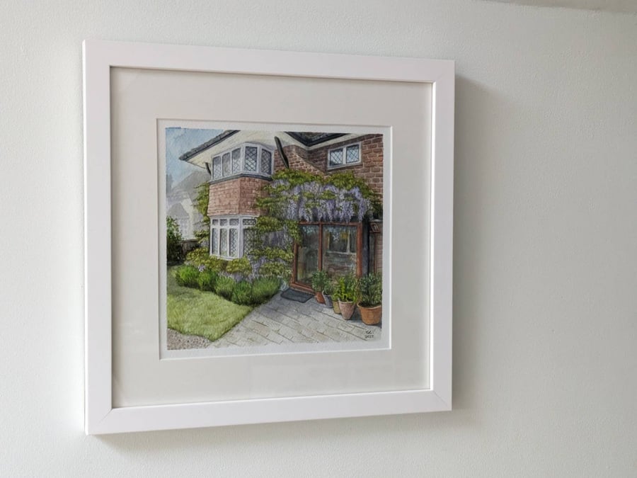 Personalised Watercolour Home Portrait Painting - Unique Housewarming Gift