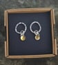 Textured Silver Circle Stud Earrings with Citrine Drop - Image 4