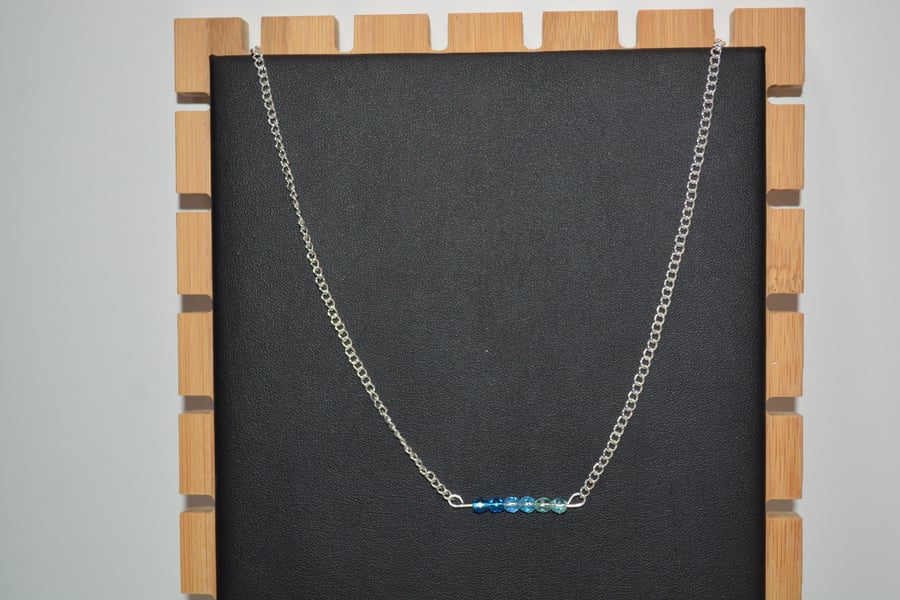 Dark to light blue bar necklace
