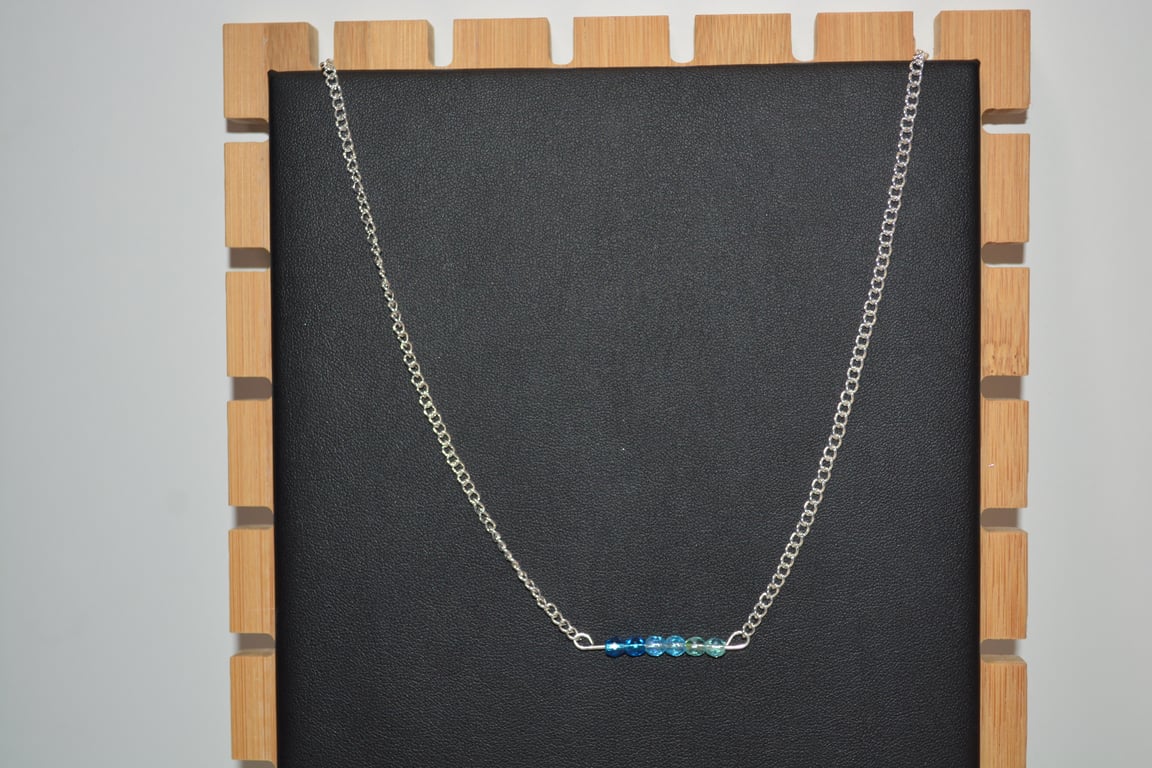 Dark to light blue bar necklace