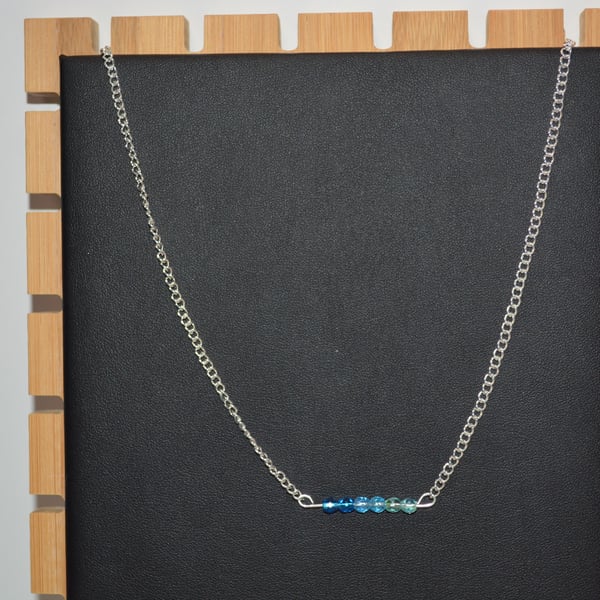 Dark to light blue bar necklace
