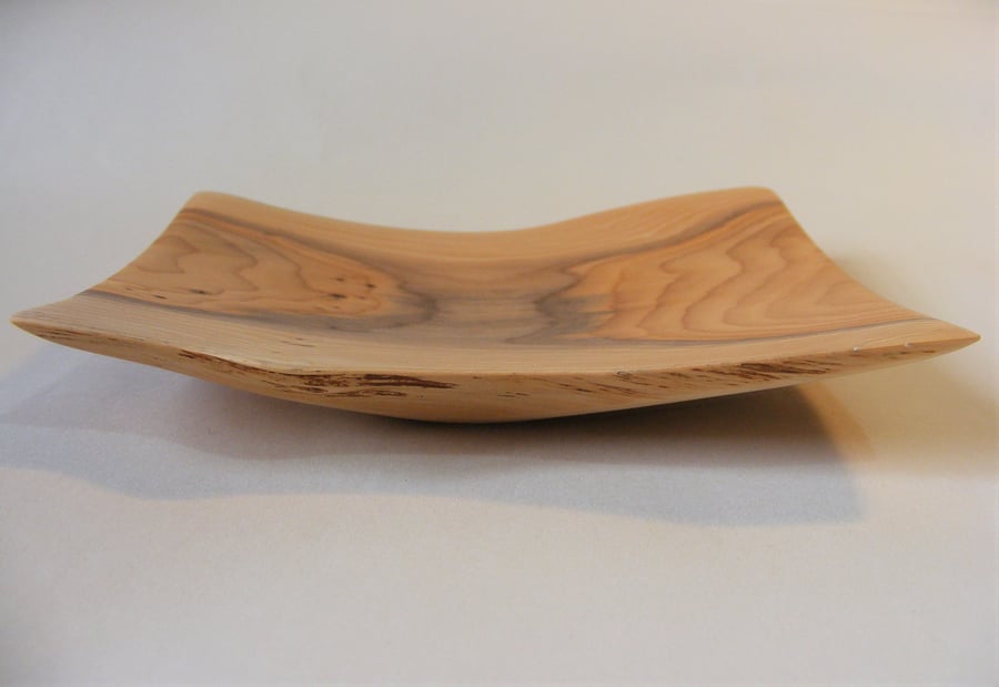 Square Yew bowl with natural edge