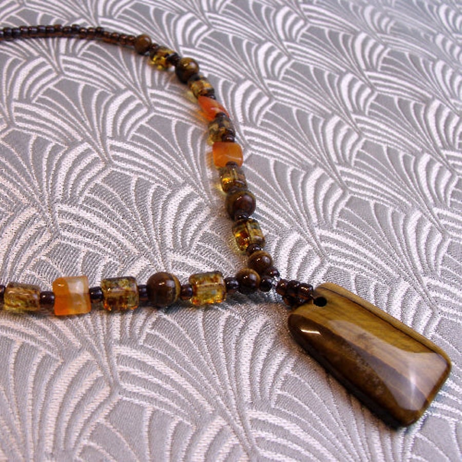 Tigers Eye Necklace, Brown Necklace, Tigers Eye Jewellery, Brown Jewellery spsA1
