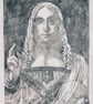 Salvator Mundi (after Leonardo), monoprint on paper, signed & numbered