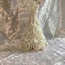 White Christmas Tree, Crochet Christmas tree, beaded tree.