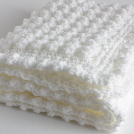 Hand Crocheted Blanket, Baby Shower, New Baby Gift, Christening, Crochet, Knit