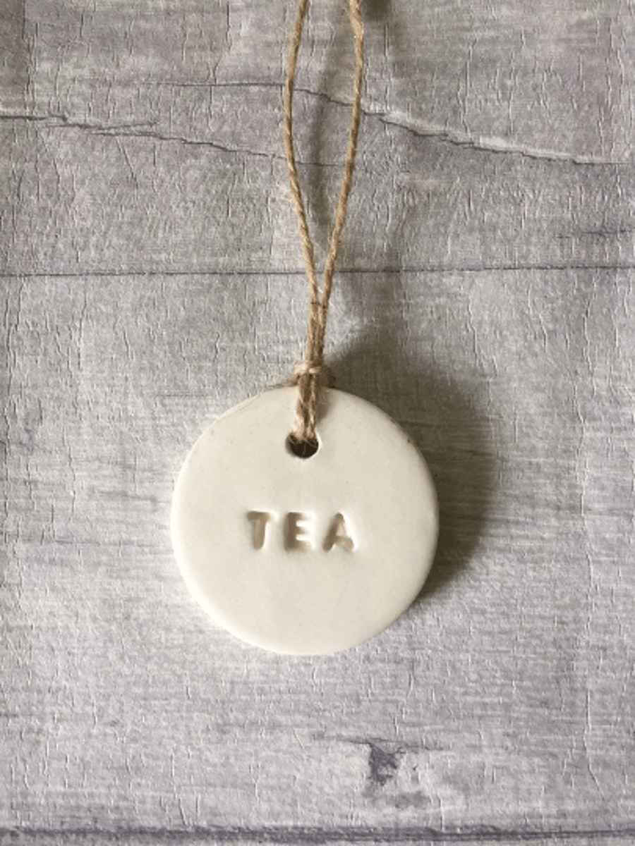 Handmade ceramic tea tag. Tea storage jar label. TEA OPTION.