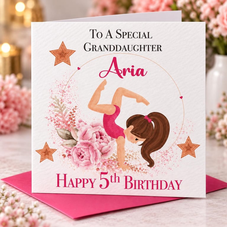 Personalised Gymnast Birthday Card For Her Happy Birthday Daughter Niece etc