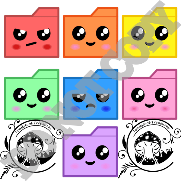 Rainbow Kawaii Folder Icons - Desktop and Computer Customisation