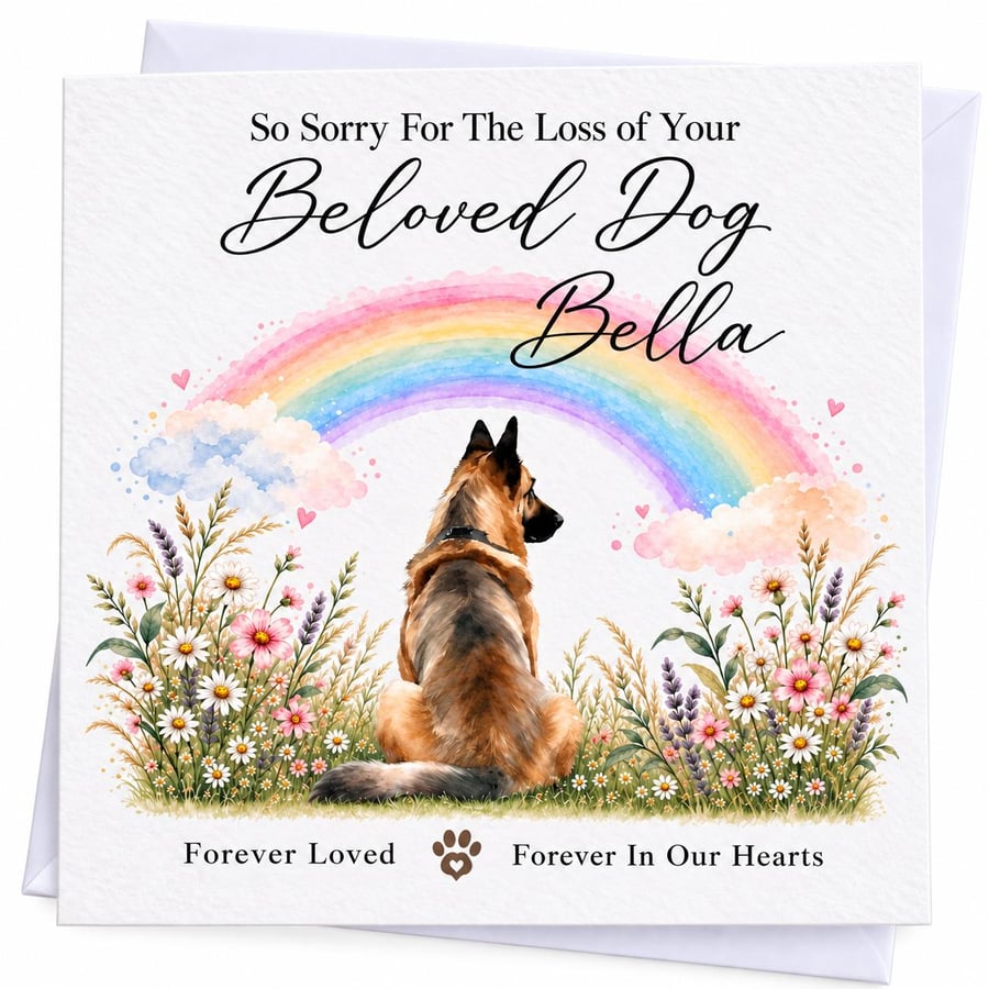 Personalised German Shepherd Alsatian Dog Loss Card Sympathy Card Rainbow Bridge
