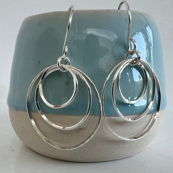 Circles sterling silver earrings - beautifully shiny - perfect for day or night
