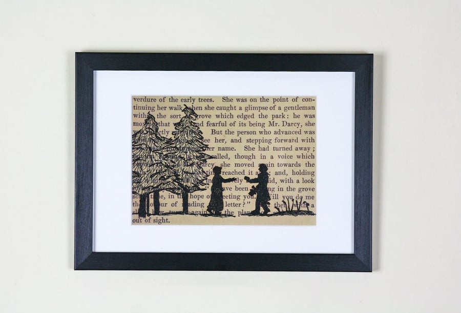 Classic Literature - Pride and Prejudice Silhouette Framed Large Embroidery 
