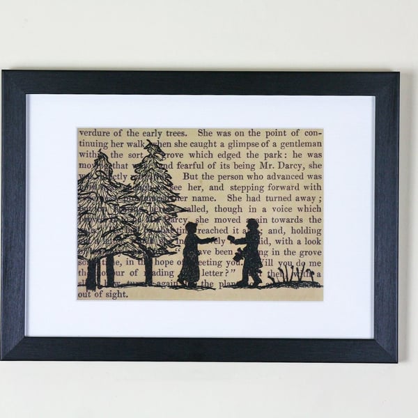 Classic Literature - Pride and Prejudice Silhouette Framed Large Embroidery 