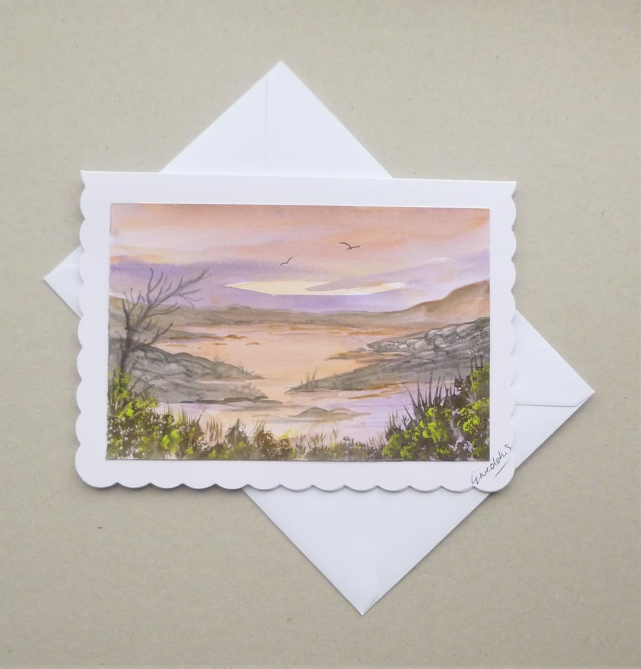 landscape blank greetings card hand painted ( ref f 633 C6 )