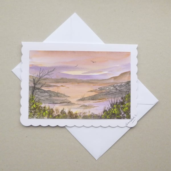 landscape blank greetings card hand painted ( ref f 633 C6 )