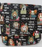 Handmade black dog pattern cotton crossbody bag