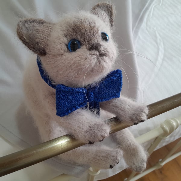 Seal Point Birman Kitten, dotpebblesknits knitted design  