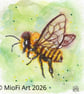 Green Bee, Mixed-Media Print, Size Small (other size available)