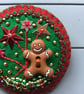 Hand Embroidered Gingerbread Brooch - Image 2