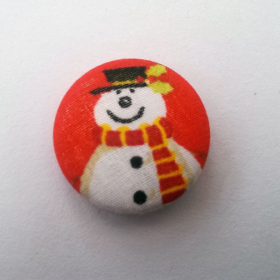  SALE Christmas Snowman Fabric Badge