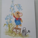 HAND PAINTED WATER COLOUR CARD  OF  MICE 