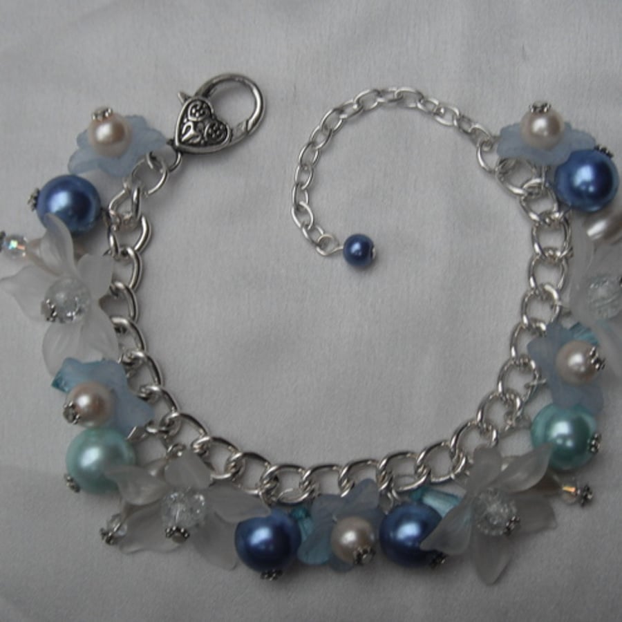 REDUCED!  OOAK 'Blue Lagoon' Charm Bracelet