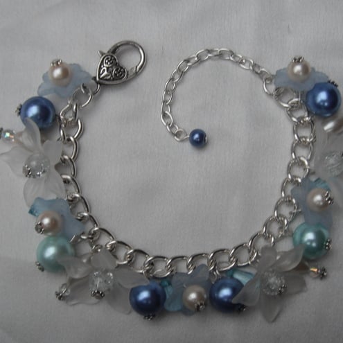 REDUCED!  OOAK 'Blue Lagoon' Charm Bracelet