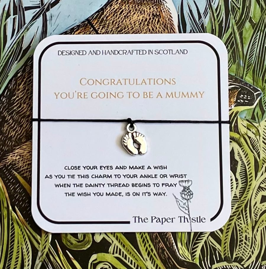 New Baby Wish Bracelet -  Charm Bracelet - Wish String - congratulations
