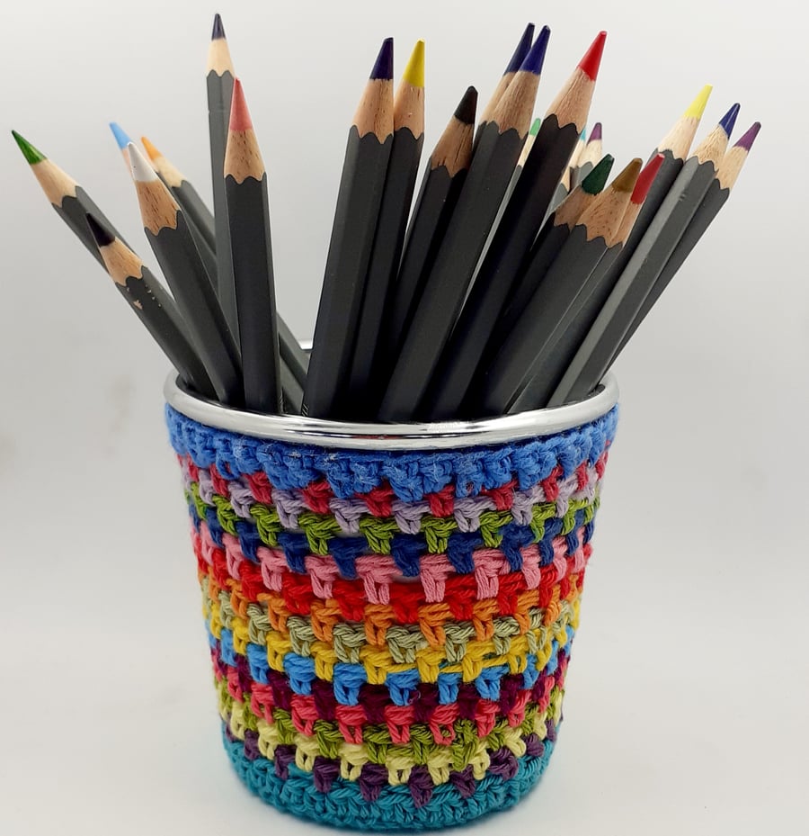 Crochet Covered Tin Pot