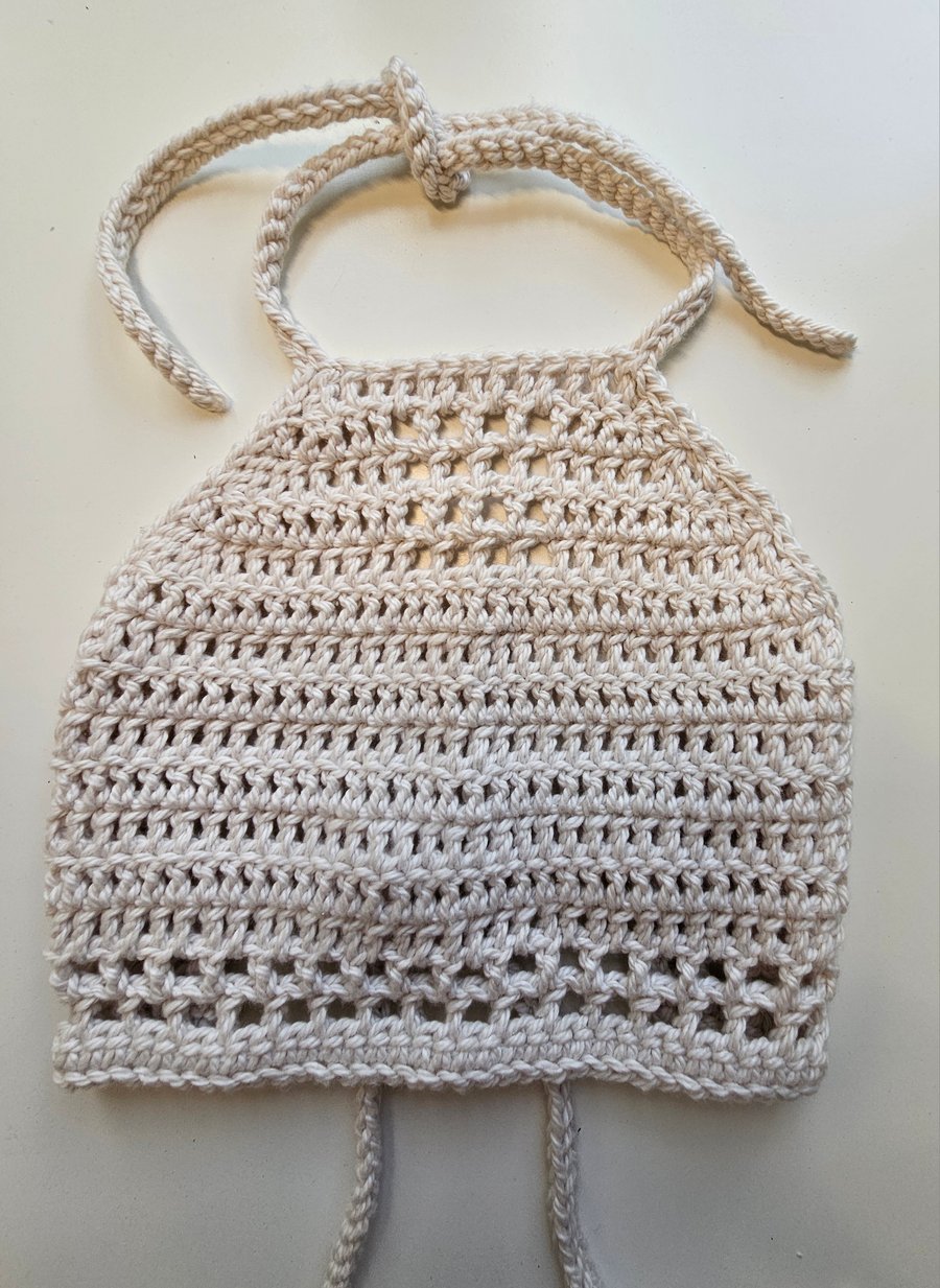 Boho festival crochet halter neck crop top
