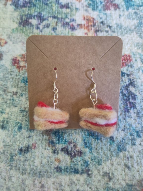 Needle-felted cake earrings