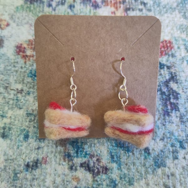 Needle-felted cake earrings