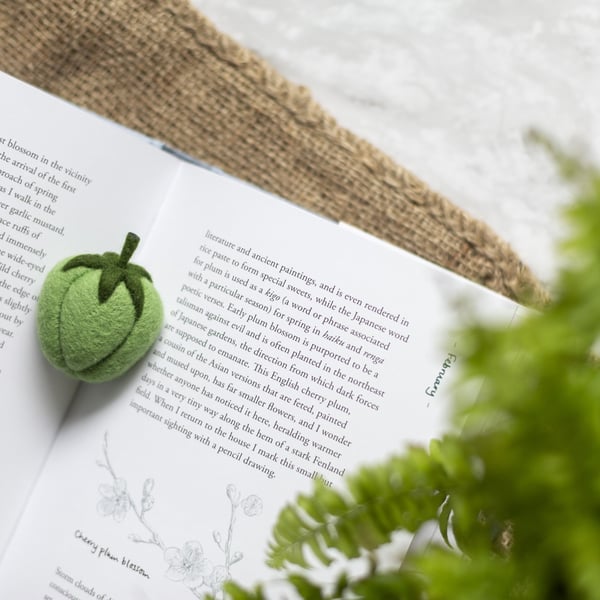 Seconds Sunday- Merino Wool Needle Felted Bell Pepper Brooch (Green)