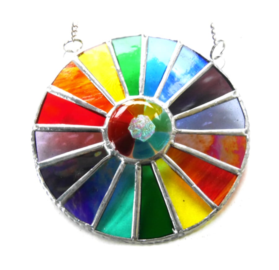 Summer Solstice Rainbow Burst Suncatcher Stained Glass Handmade 037