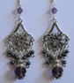 Boho Style Silver Plated Purple Drop Chandelier Earrings - Image 1
