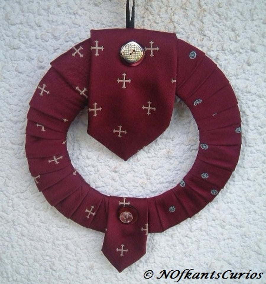 Tied to Noughts & Crosses Wreath!  Unique Decorative Button & Neck Tie Wreath! 
