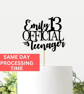 Happy Birthday Cake Topper, Custom Name and Age Cake Topper, 13th Cake Topper