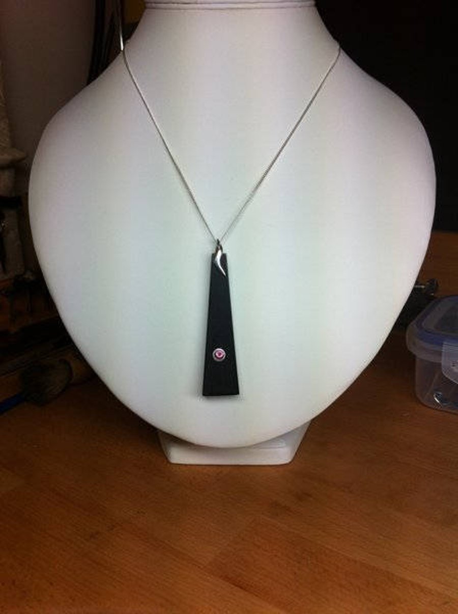 Pink Topaz Gemstone in Black Ebony Shard