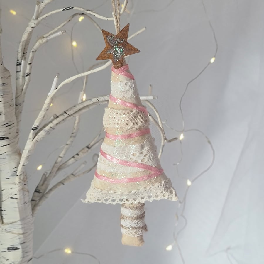 Handmade  primitive Christmas tree hanging decoration