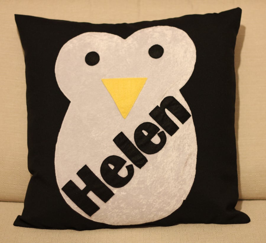 Personalised Penguin Cushion