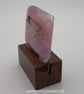 Holy Island on Pink Fused Glass Panel on Block - Image 5